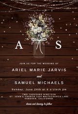 Monogram wood - Wedding Invitation